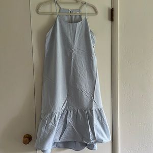 Lush Blue High-neck Midi Dress